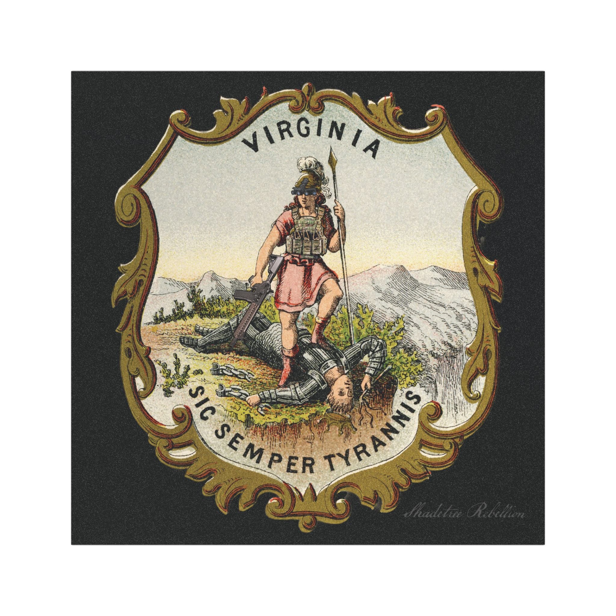 SIC SEMPER TYRANNIS 5"x5" Car Magnet
